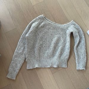 Michelle Mason One shoulder Pearl sweater